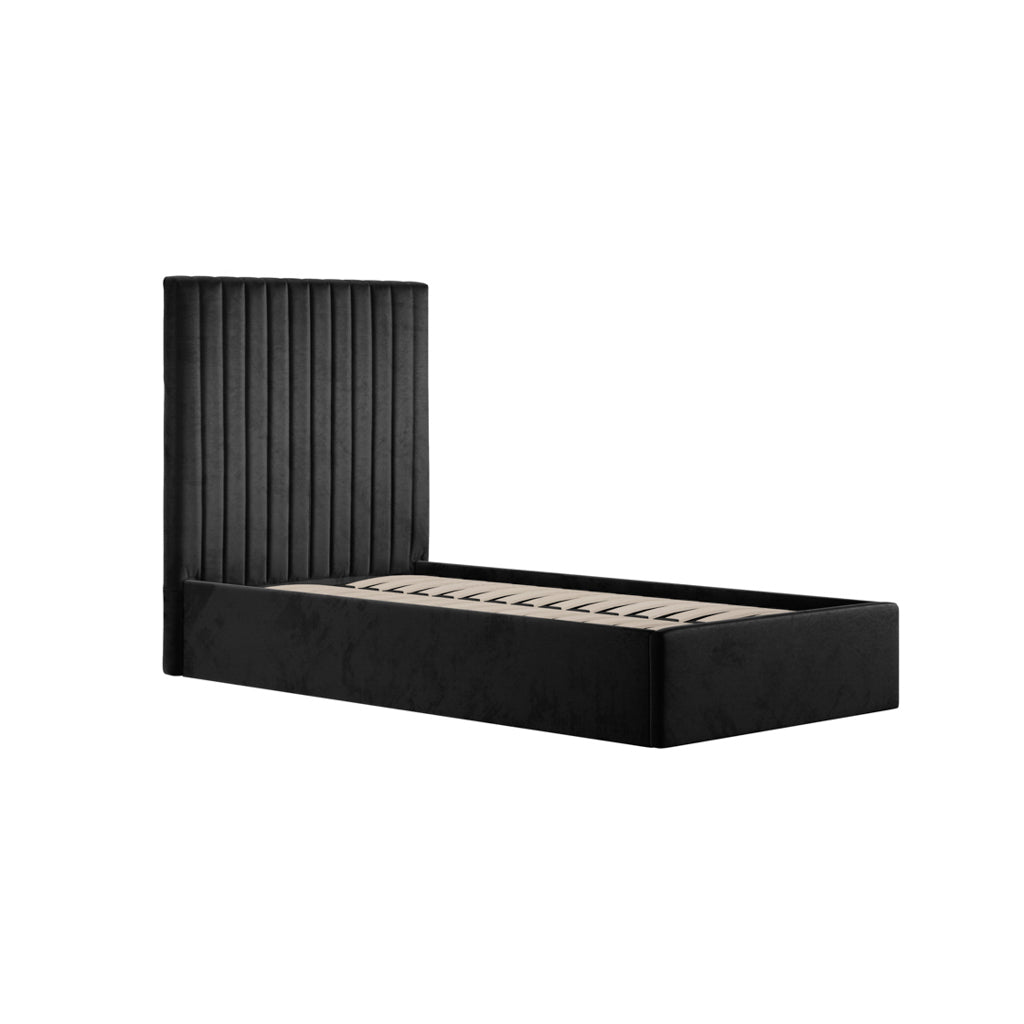 Berlin Black Velvet Tall Ottoman Single Bed